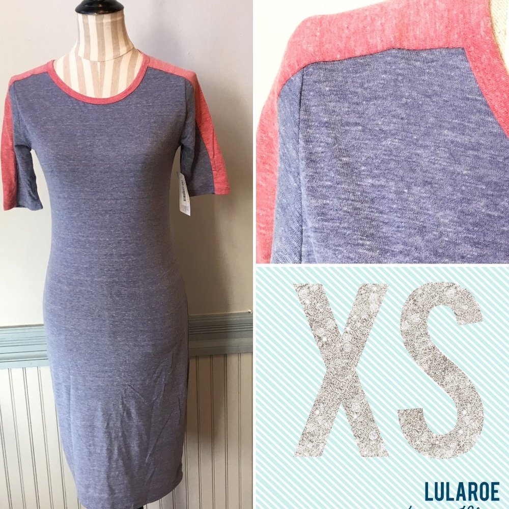 LuLaRoe LLR Julia stretchy knit dress ★ blue + red heathered solid ★ size XS
